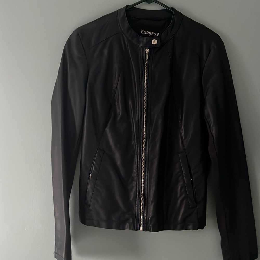 Navy blue express faux leather jacket